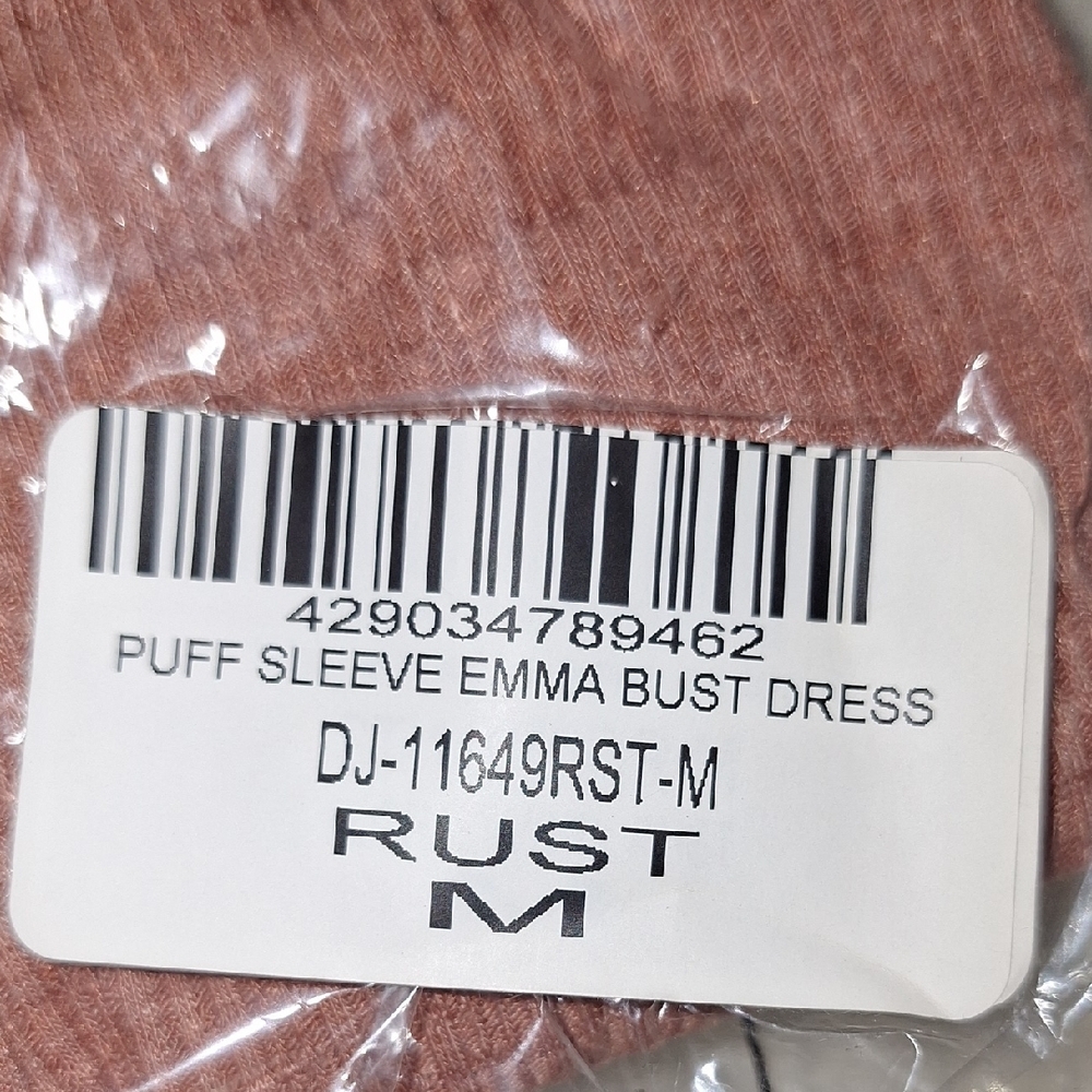 AMARYLISS Puff Sleeve Puff Rouched Dress in Rust - Picture 12 of 13